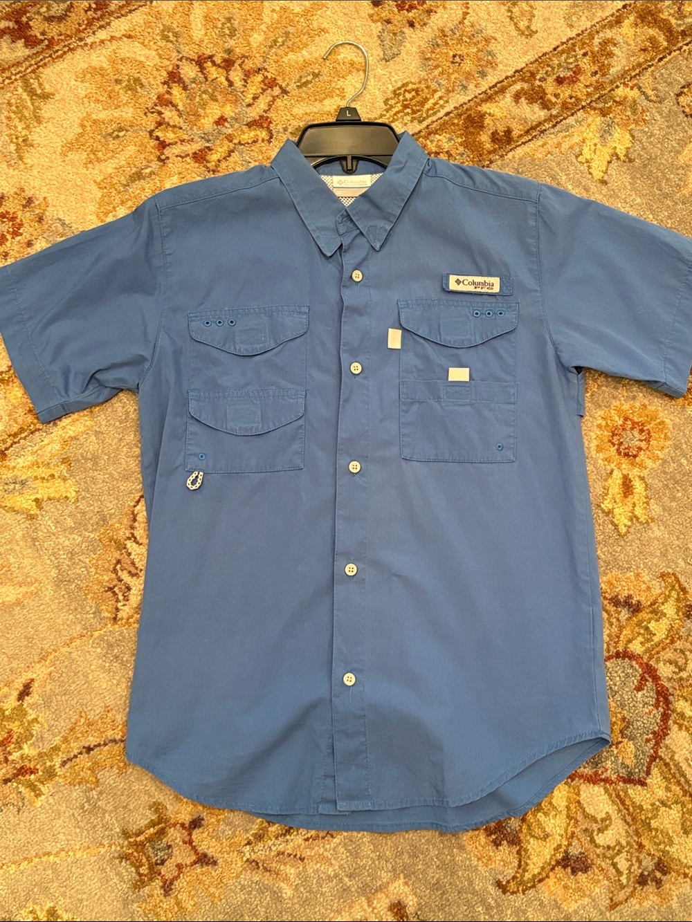 ✨ GENTLY WORN ✨ Boys PFG Columbia Short Sleeve Button-Down Shirt, YL 14/16